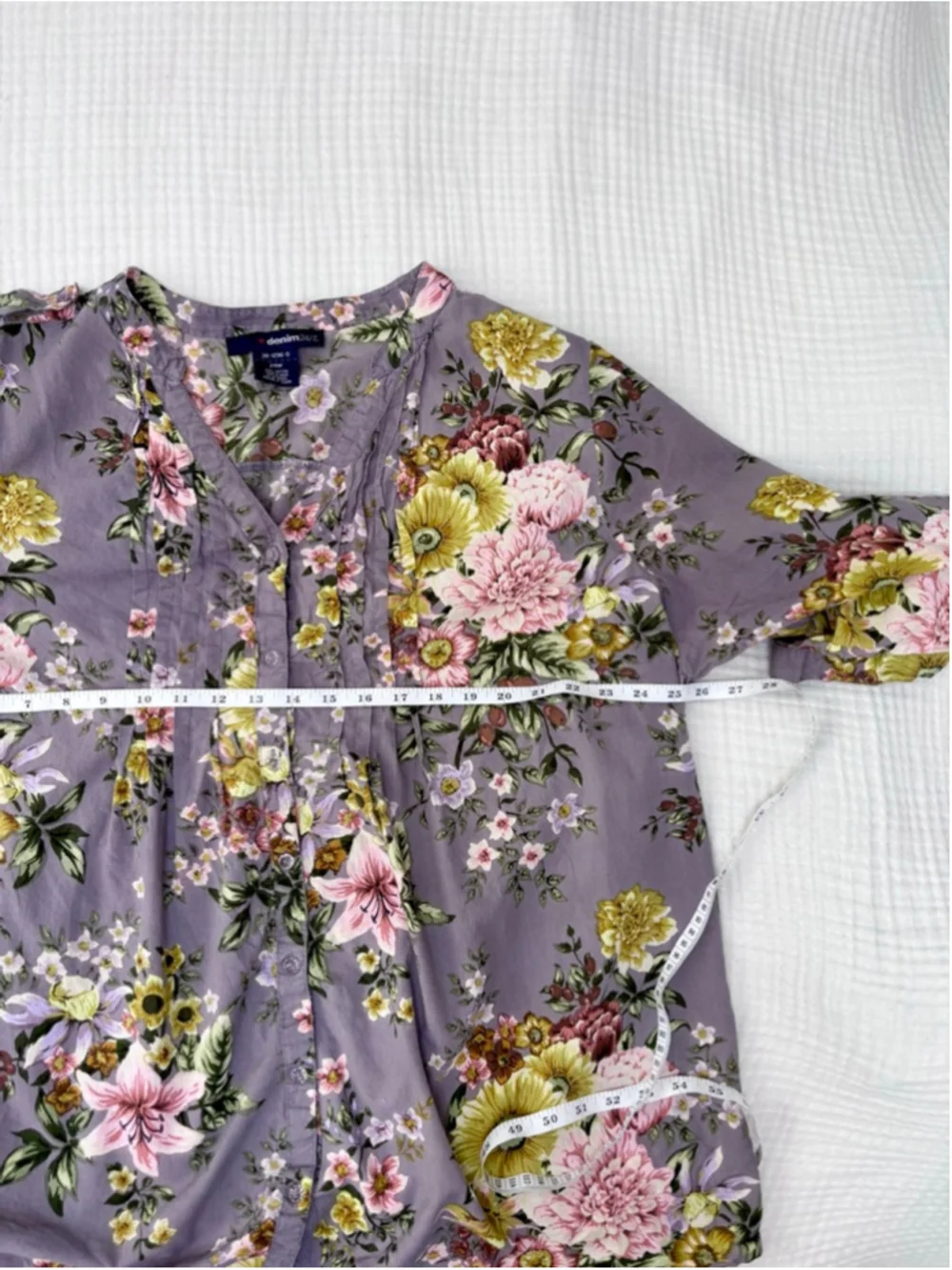 Women's denim24/7 Purple Floral Tunic Top Plus Size 24W Cotton - Picture 4 of 9